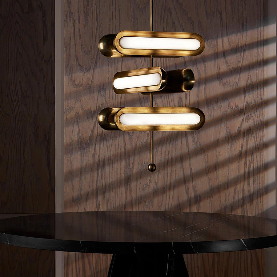 Lustre Fougère en laiton et verre – vue 4