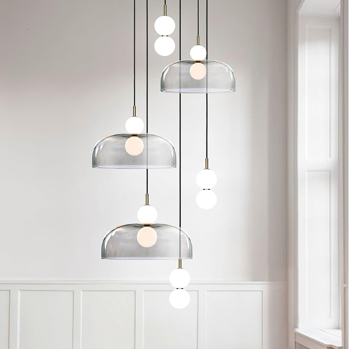 Suspension Iris en verre et métal – vue 18