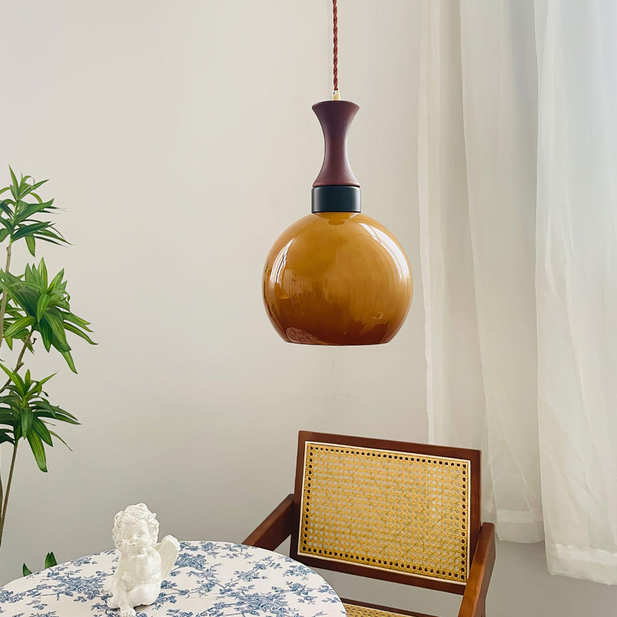 Suspension Vermeil en verre et bois – vue 12