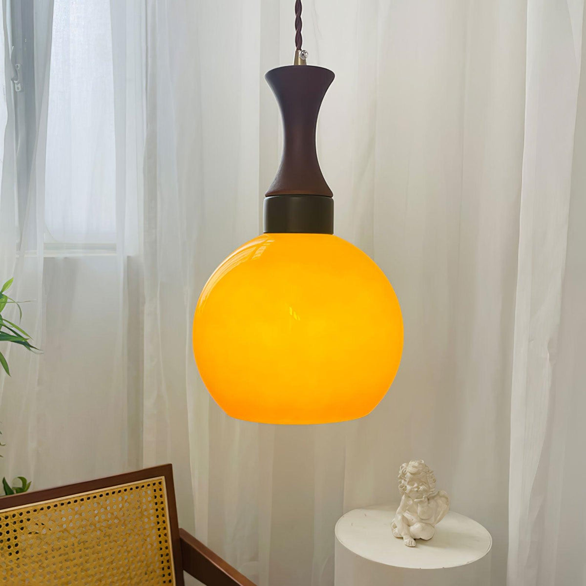Suspension Vermeil en verre et bois – vue 5