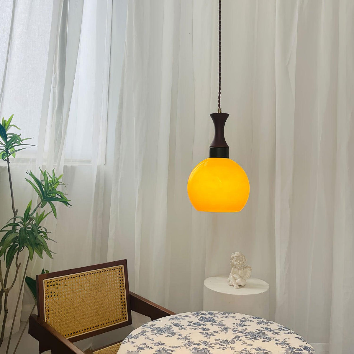 Suspension Vermeil en verre et bois – vue 7