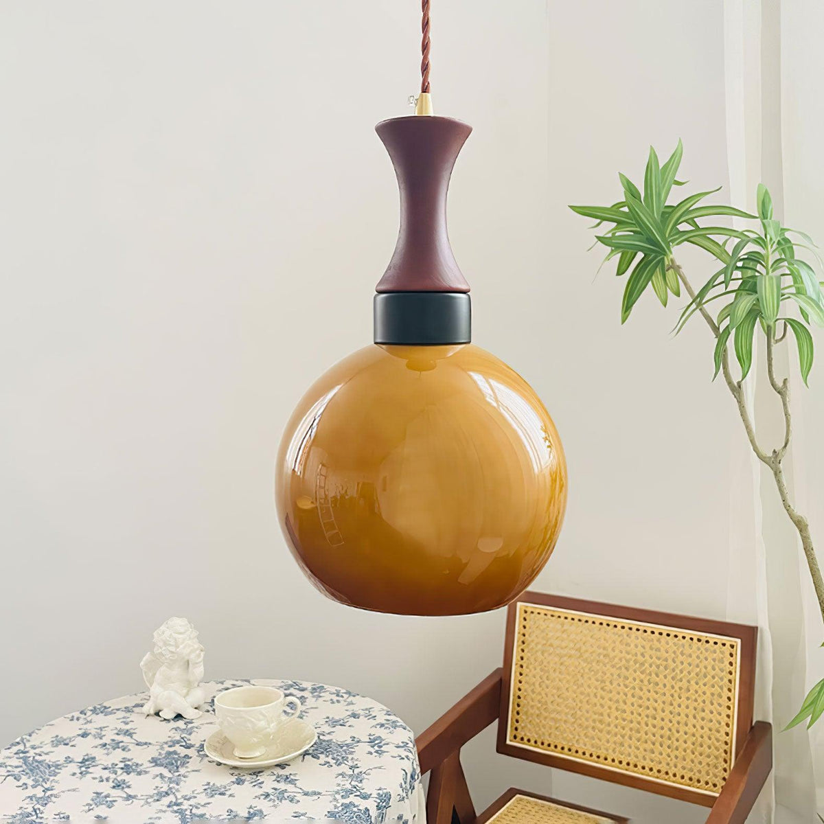 Suspension Vermeil en verre et bois – vue 8