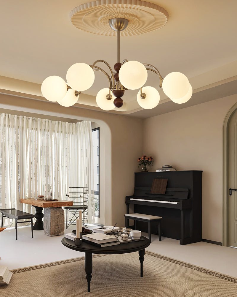 Lustre Majorque en verre et bois – vue 10