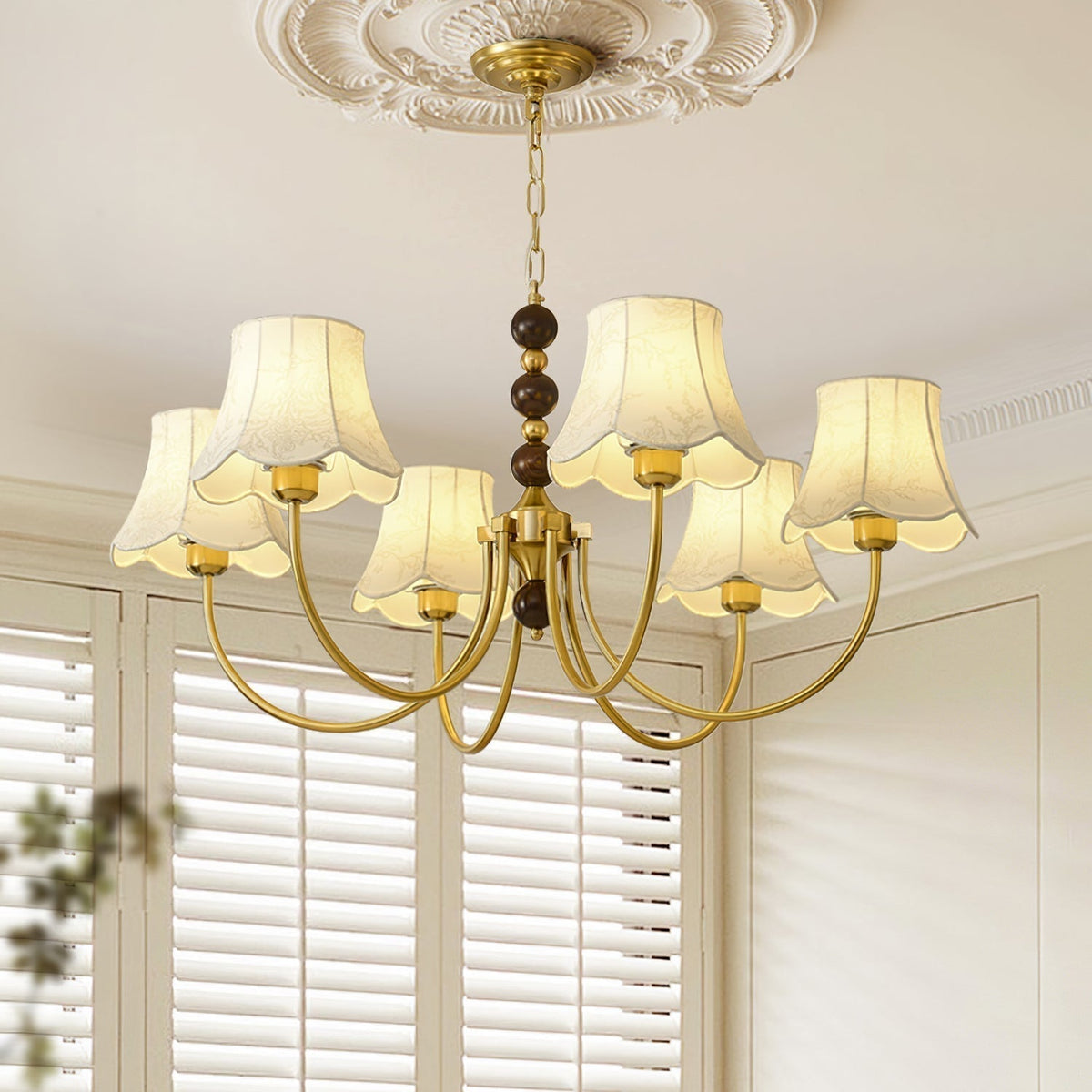 Lustre Pléiade en tissu et bois – vue 4
