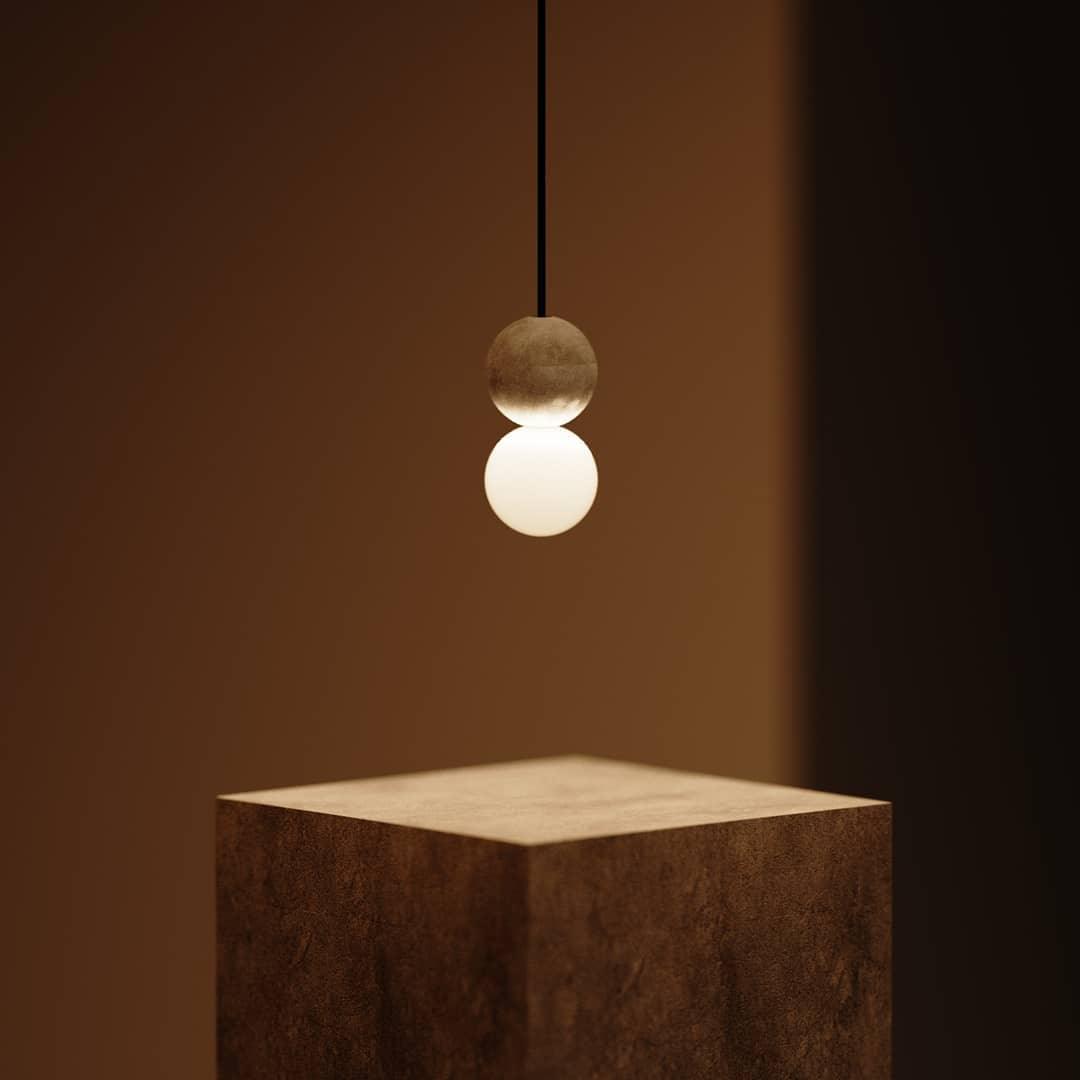 Suspension Hélianthe en pierre et verre – vue 67