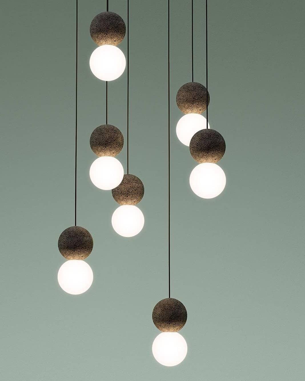Suspension Hélianthe en pierre et verre – vue 10