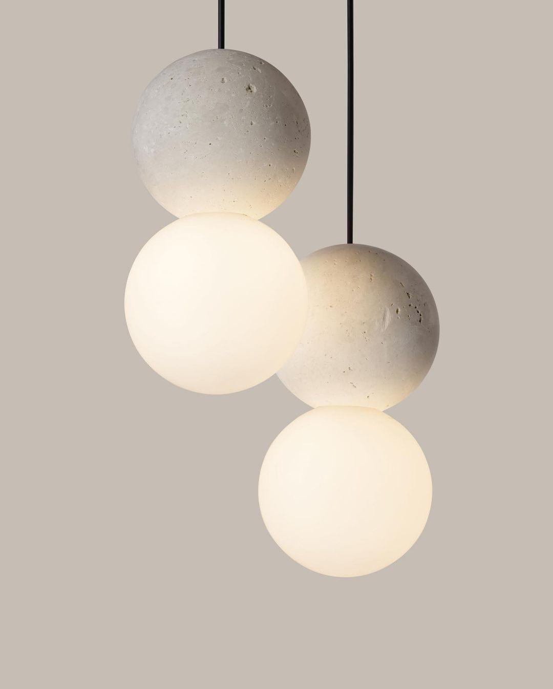 Suspension Hélianthe en pierre et verre – vue 57