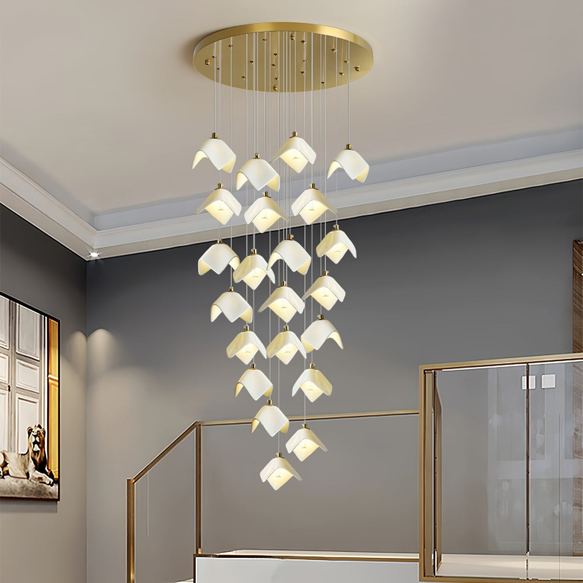 Lustre Pagode en verre et laiton – vue 4