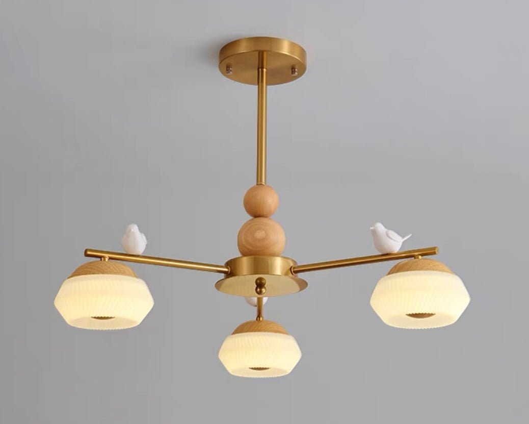 Lustre Astrolabe en laiton et chêne – vue 8