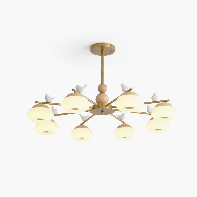 Lustre Astrolabe en laiton et chêne – vue 11