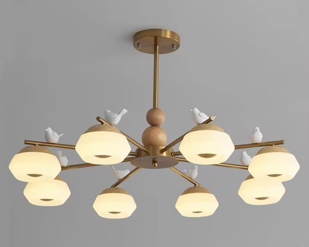 Lustre Astrolabe en laiton et chêne – vue 10