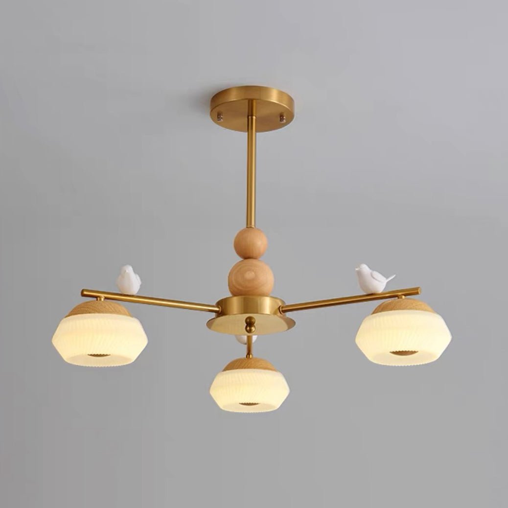 Lustre Astrolabe en laiton et chêne – vue 13
