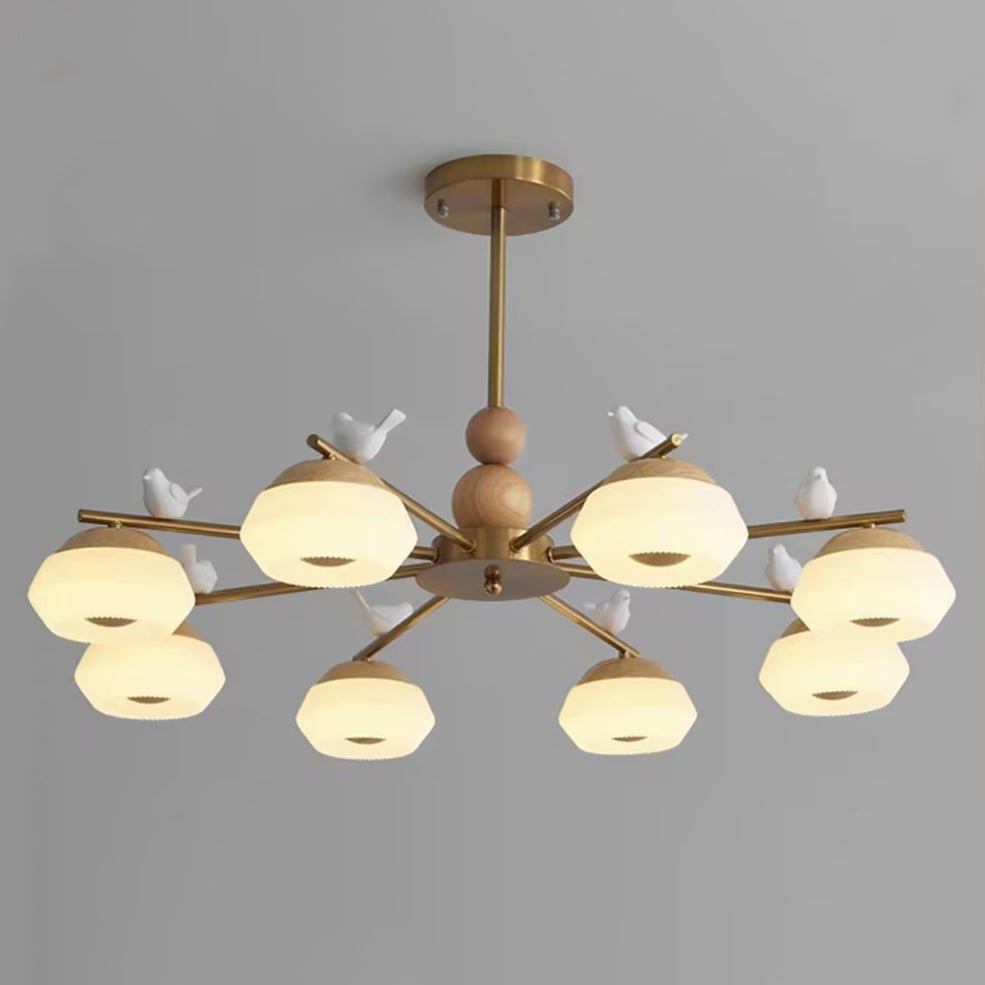 Lustre Astrolabe en laiton et chêne – vue 14
