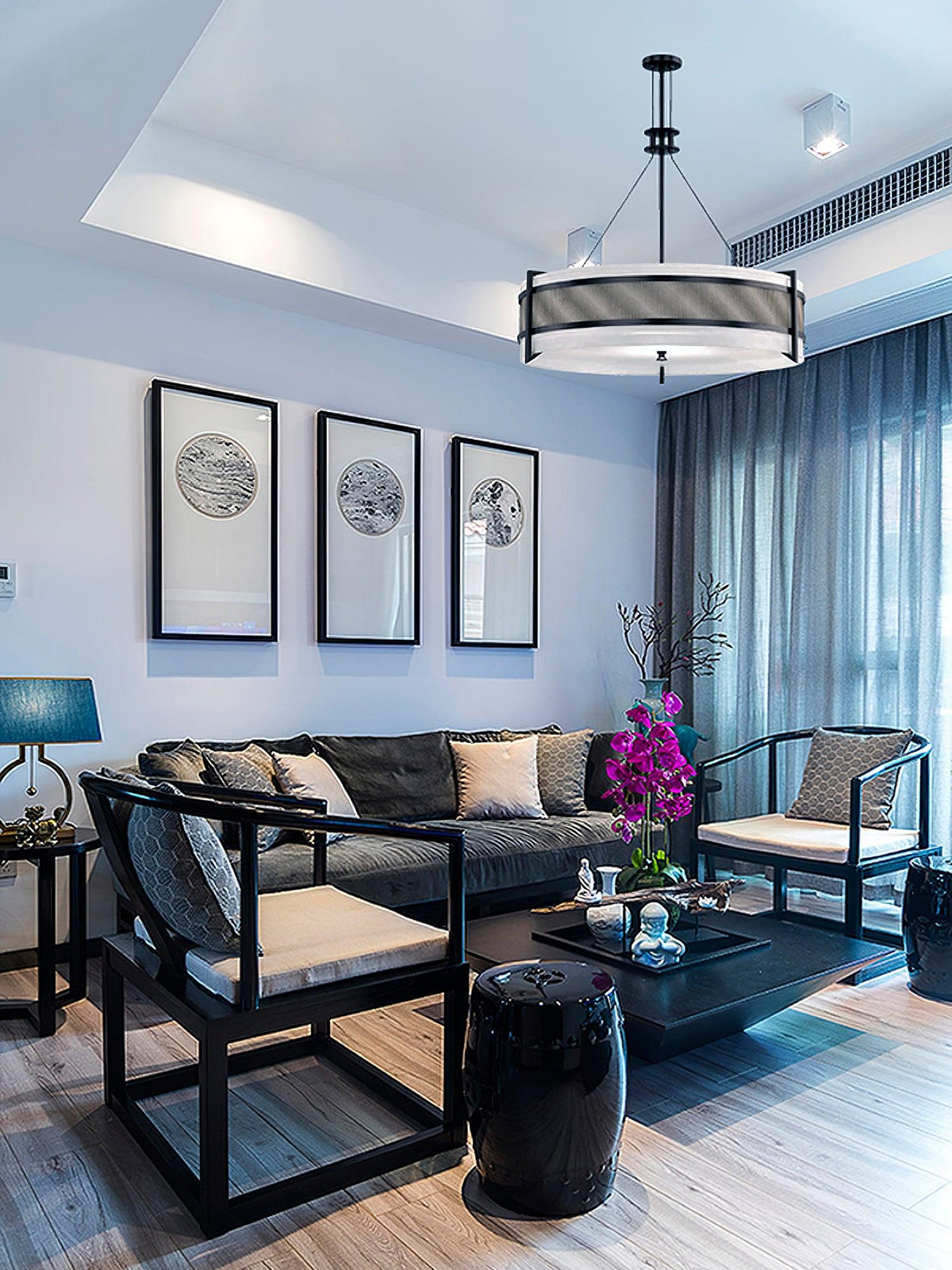 Lustre Jouvence en tissu et fer – vue 23