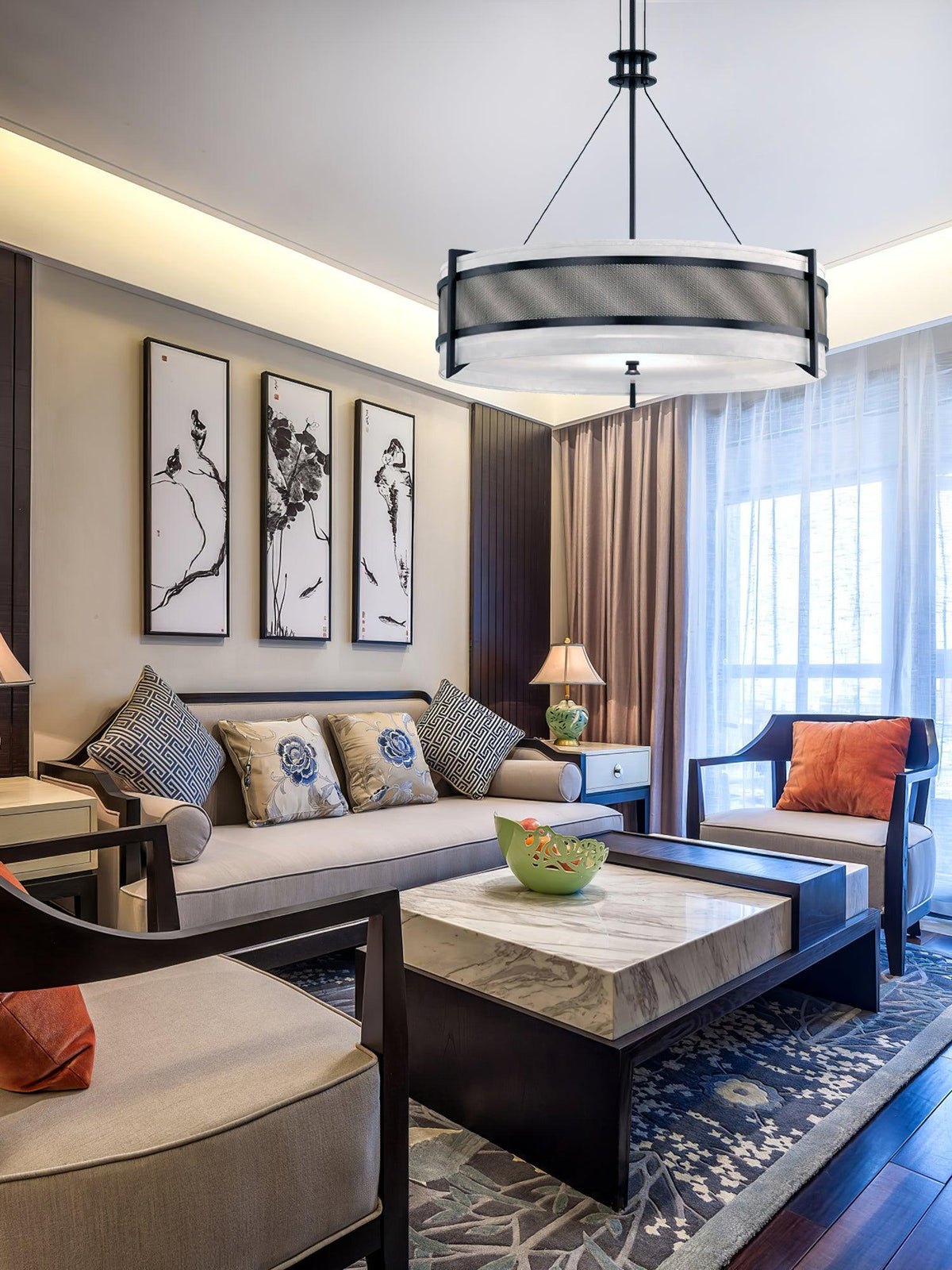 Lustre Jouvence en tissu et fer – vue 24