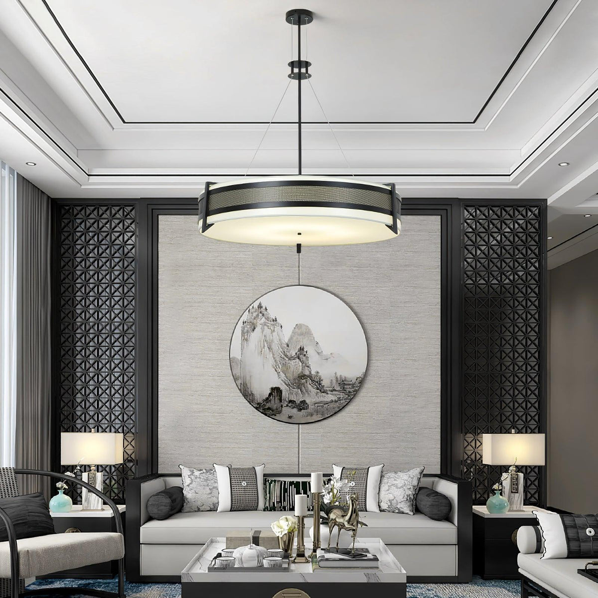 Lustre Jouvence en tissu et fer – vue 18