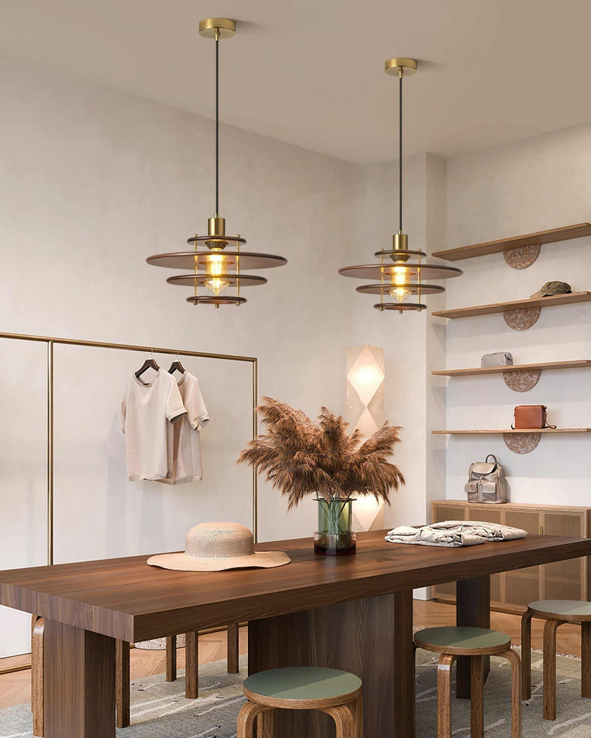 Suspension Édelweiss en bois et métal – vue 17