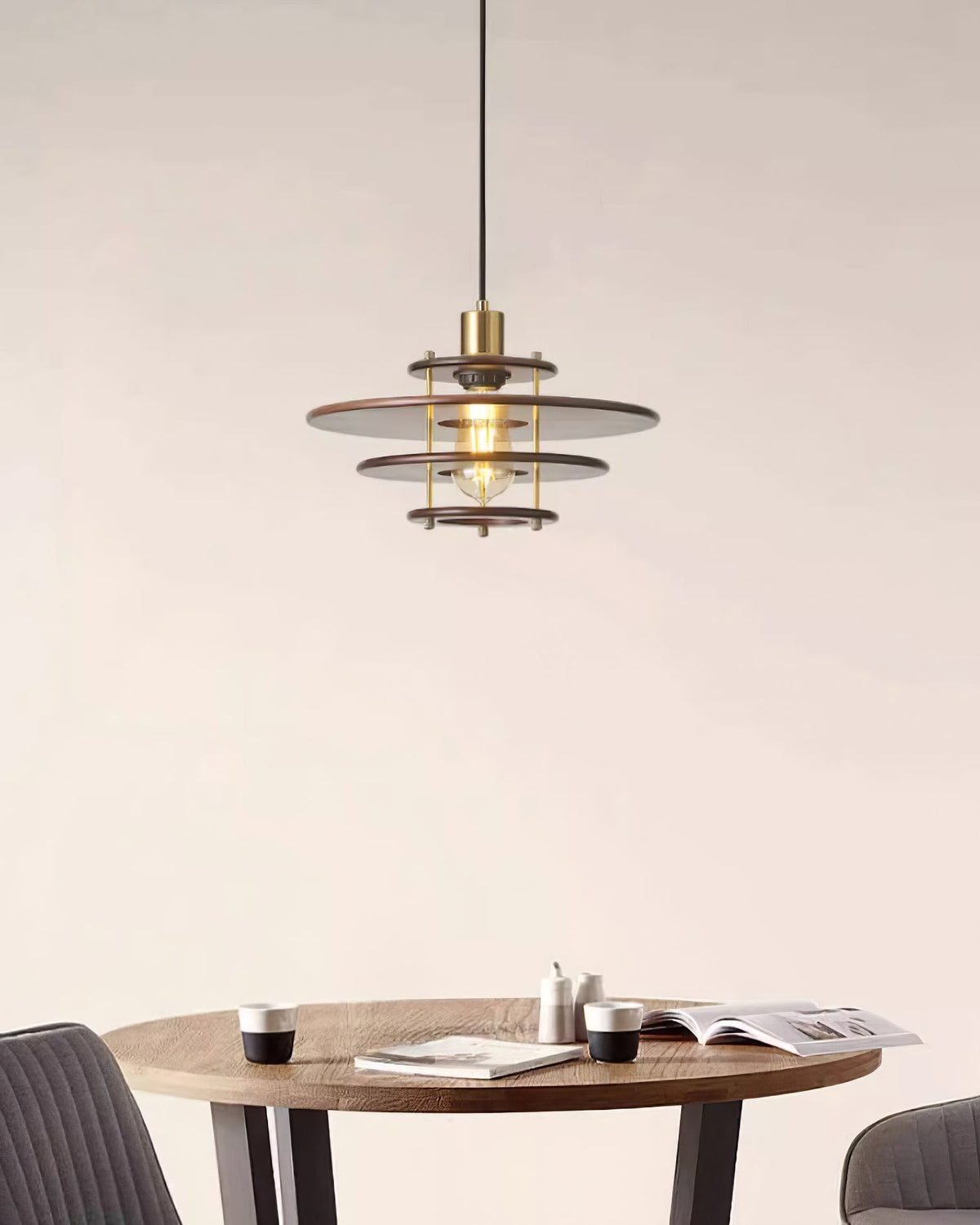 Suspension Édelweiss en bois et métal – vue 18