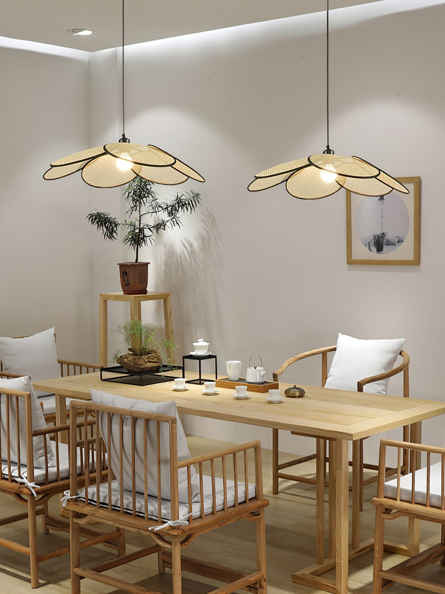 Suspension Solène en rotin et tissu – vue 2