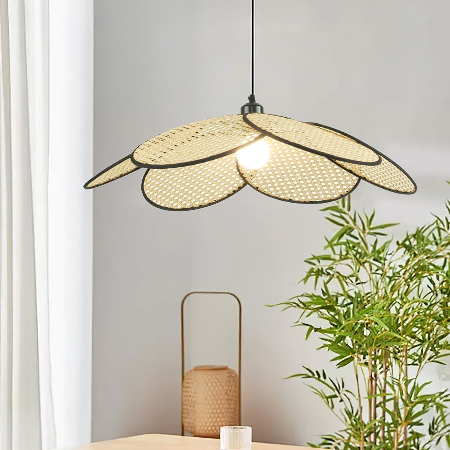 Suspension Solène en rotin et tissu – vue 4