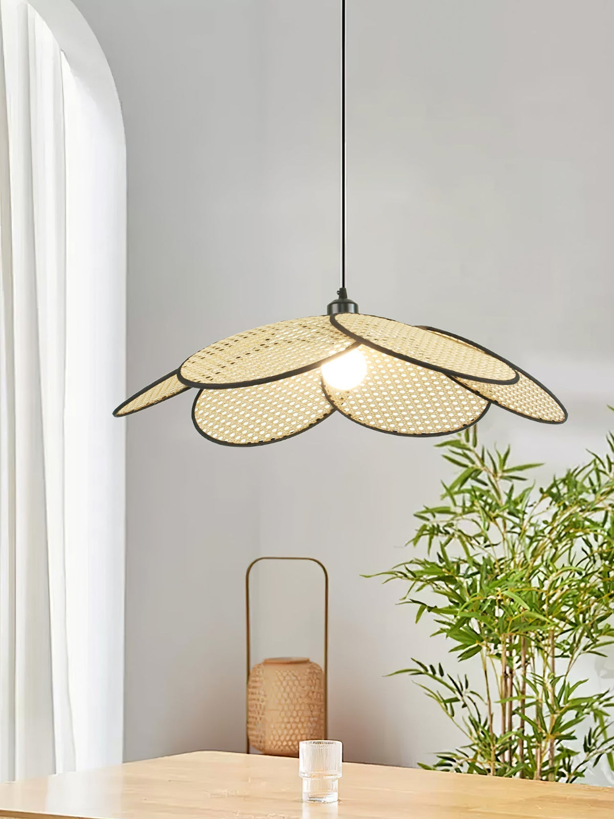 Suspension Solène en rotin et tissu – vue 9