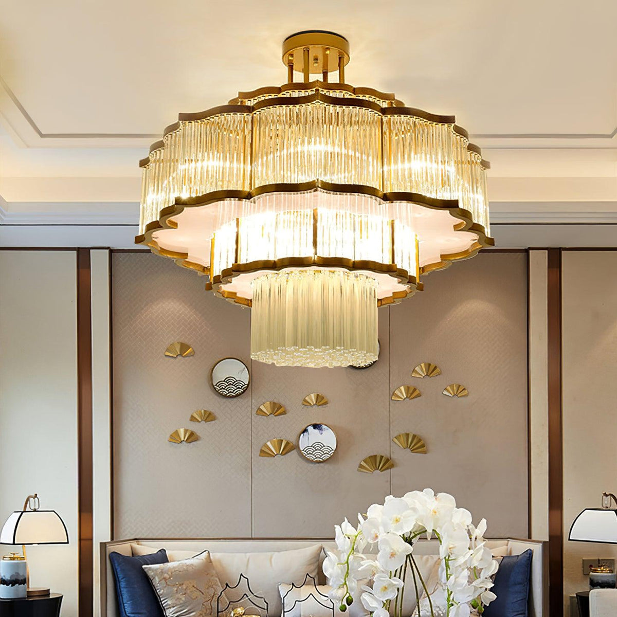 Lustre Tiare en cristal et fer – vue 2