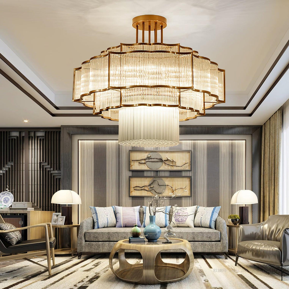 Lustre Tiare en cristal et fer – vue 3