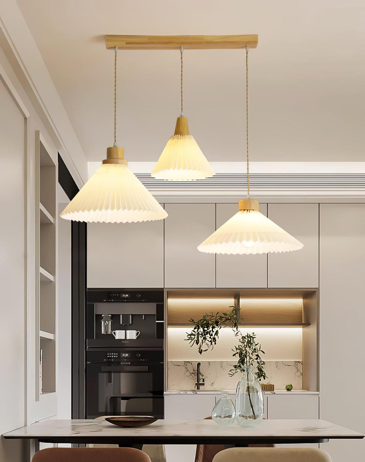 Suspension Lotus en bois et tissu – vue 30