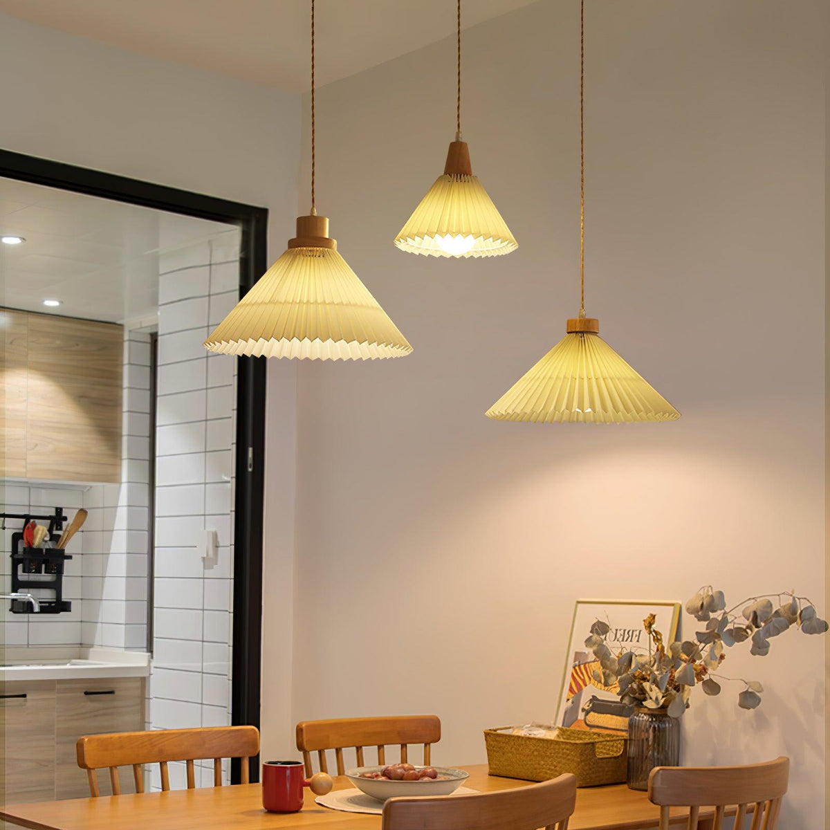 Suspension Lotus en bois et tissu – vue 26