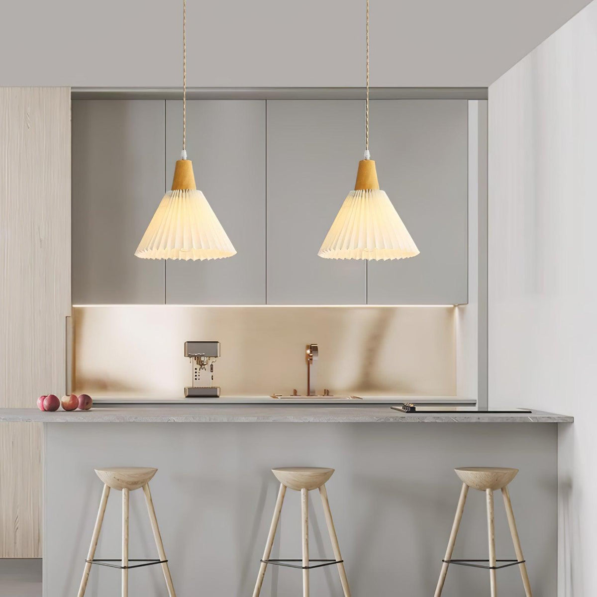 Suspension Lotus en bois et tissu – vue 37