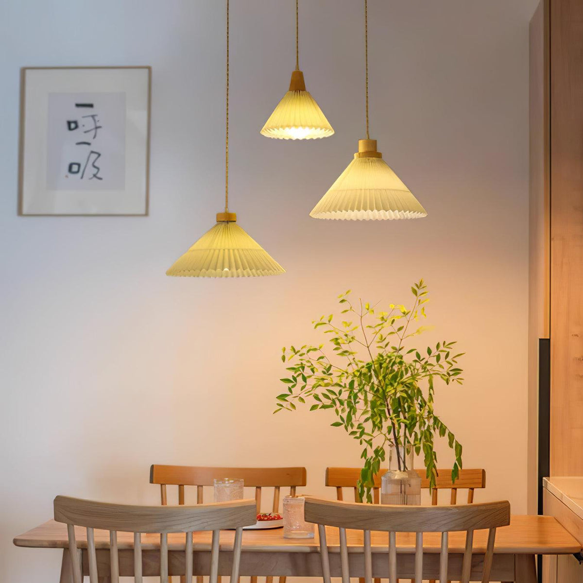 Suspension Lotus en bois et tissu – vue 16