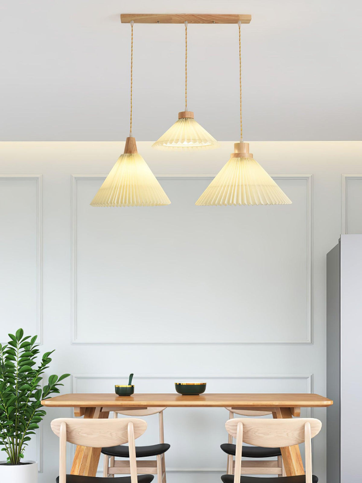 Suspension Lotus en bois et tissu – vue 11