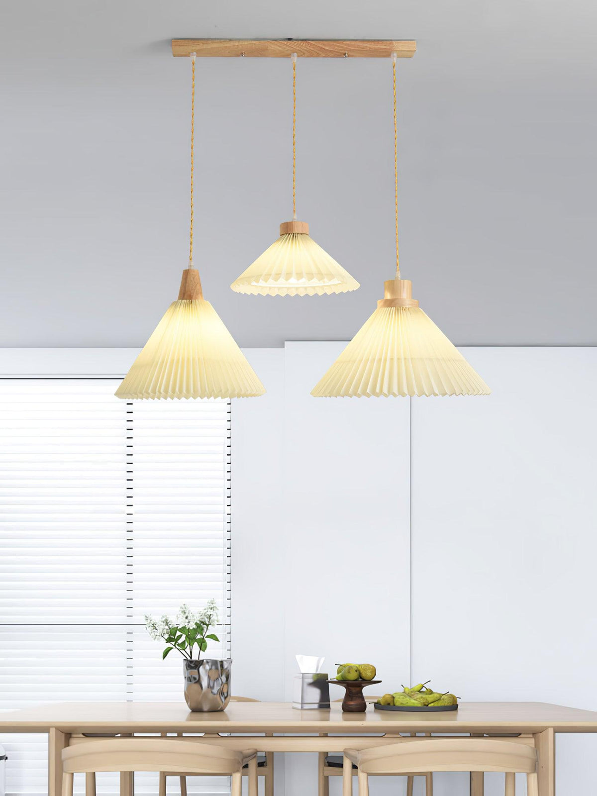 Suspension Lotus en bois et tissu – vue 13