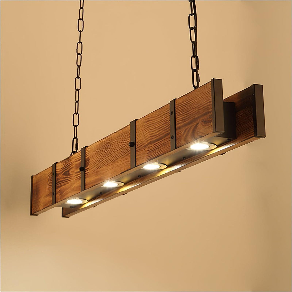 Lustre Lacanau en bois et fer – vue 18