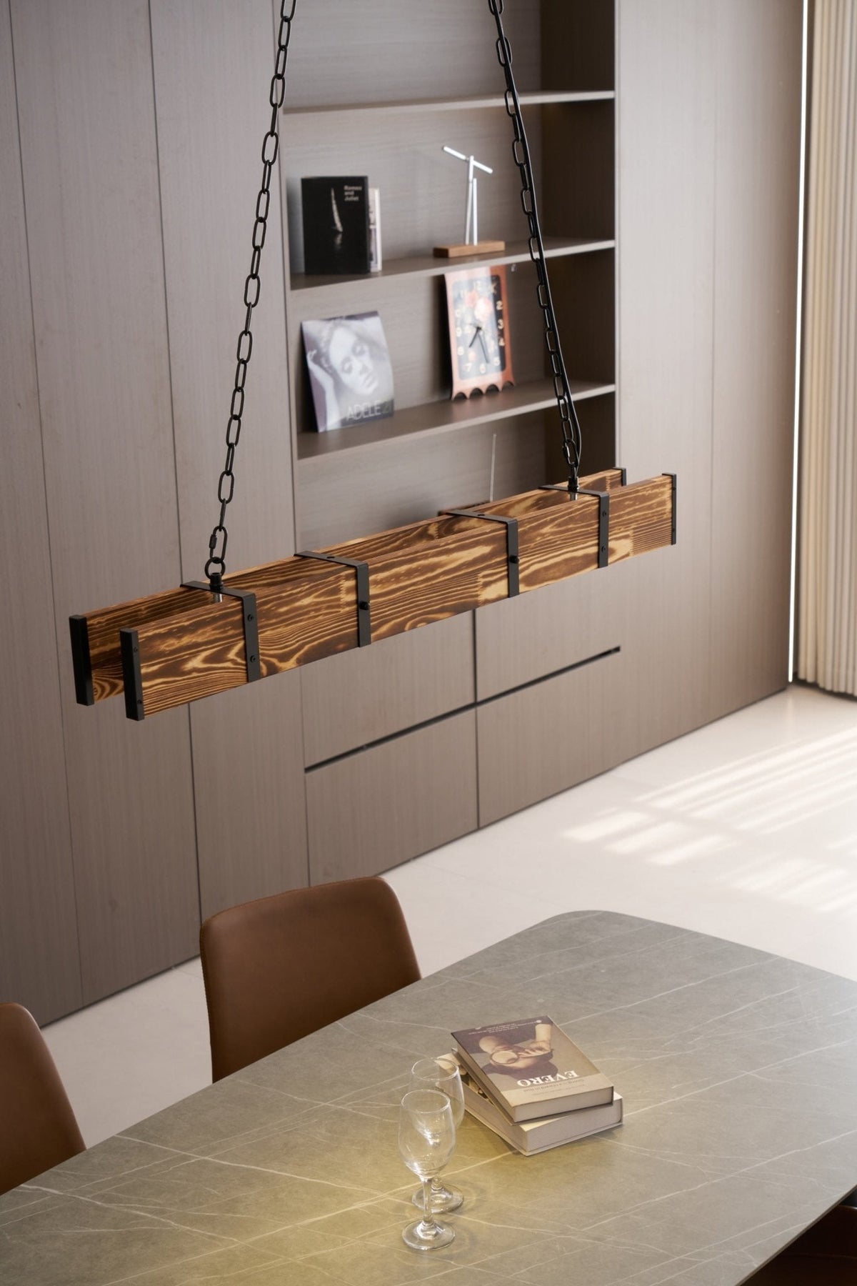 Lustre Lacanau en bois et fer – vue 6