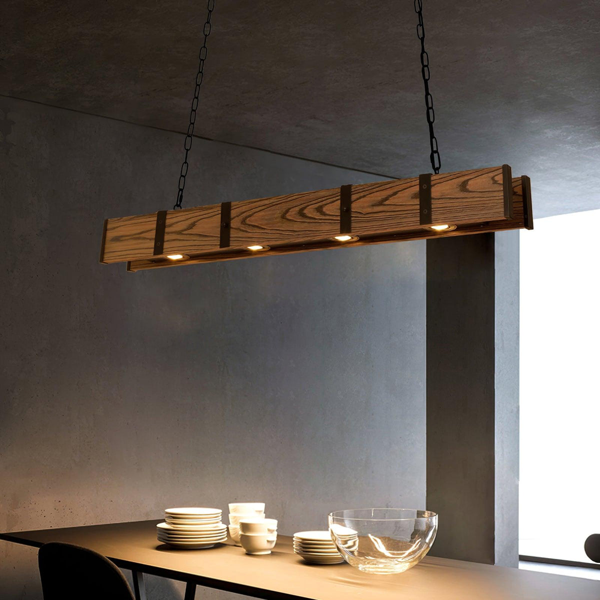 Lustre Lacanau en bois et fer – vue 21