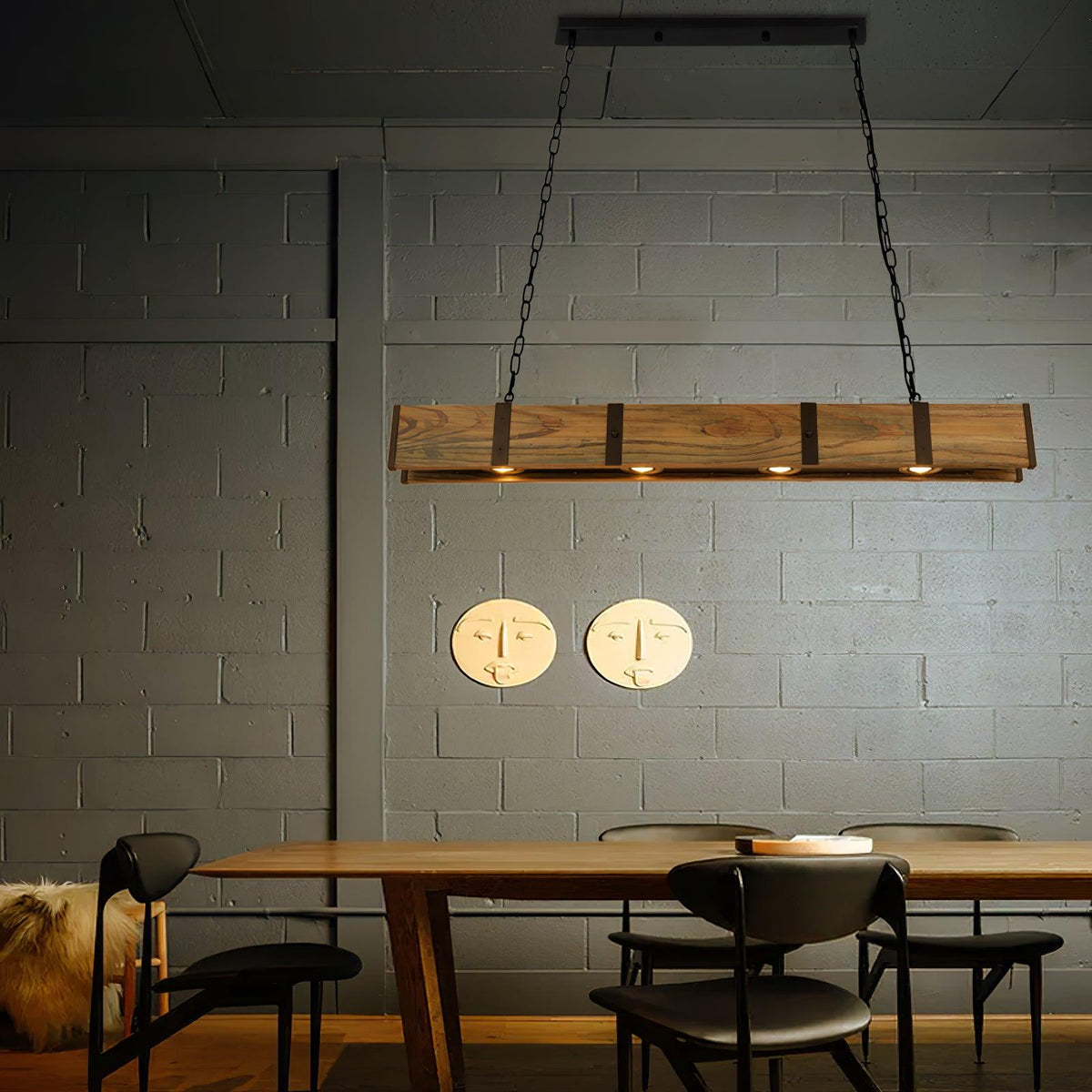 Lustre Lacanau en bois et fer – vue 14