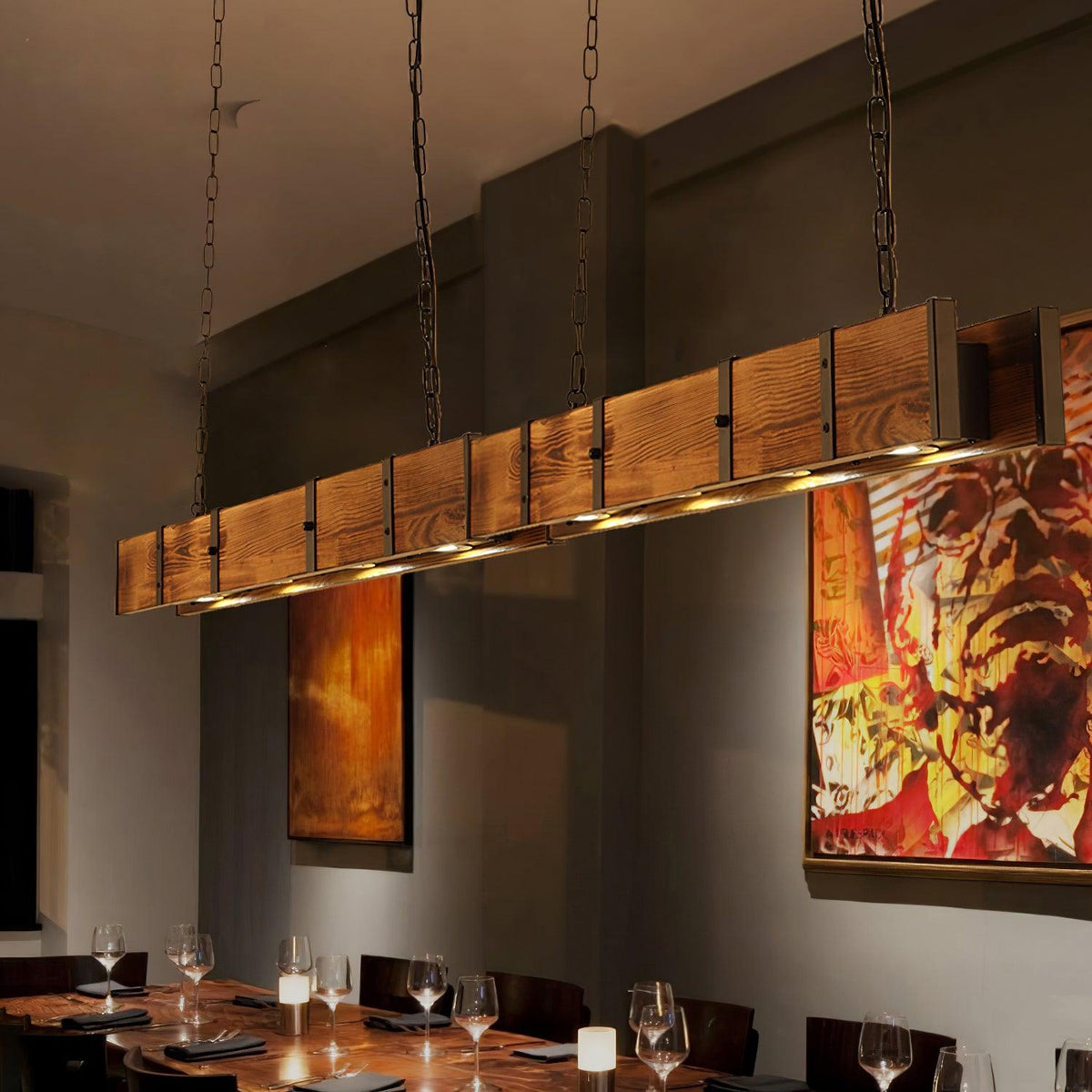 Lustre Lacanau en bois et fer – vue 16
