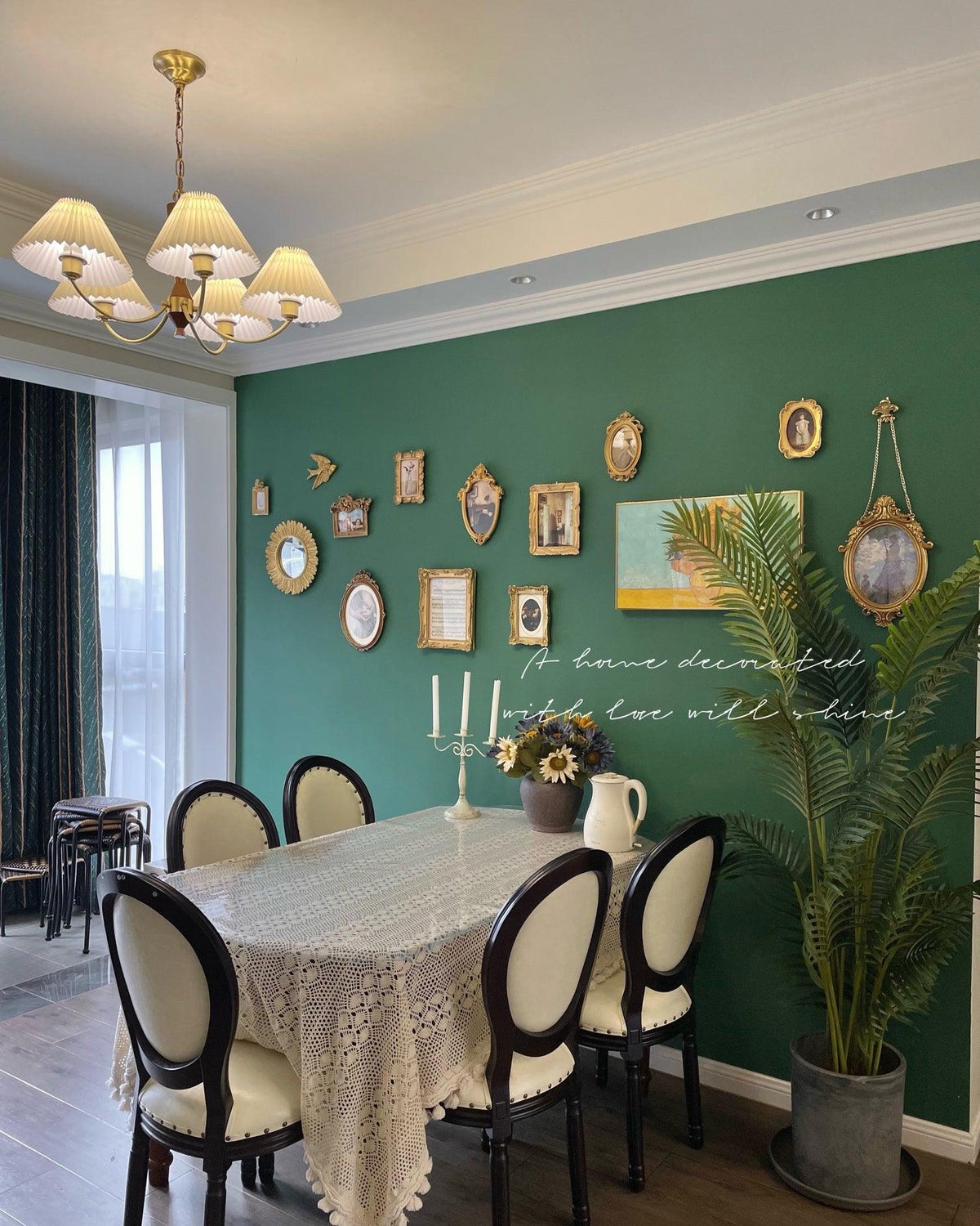 Lustre Primevère en noyer et laiton – vue 19