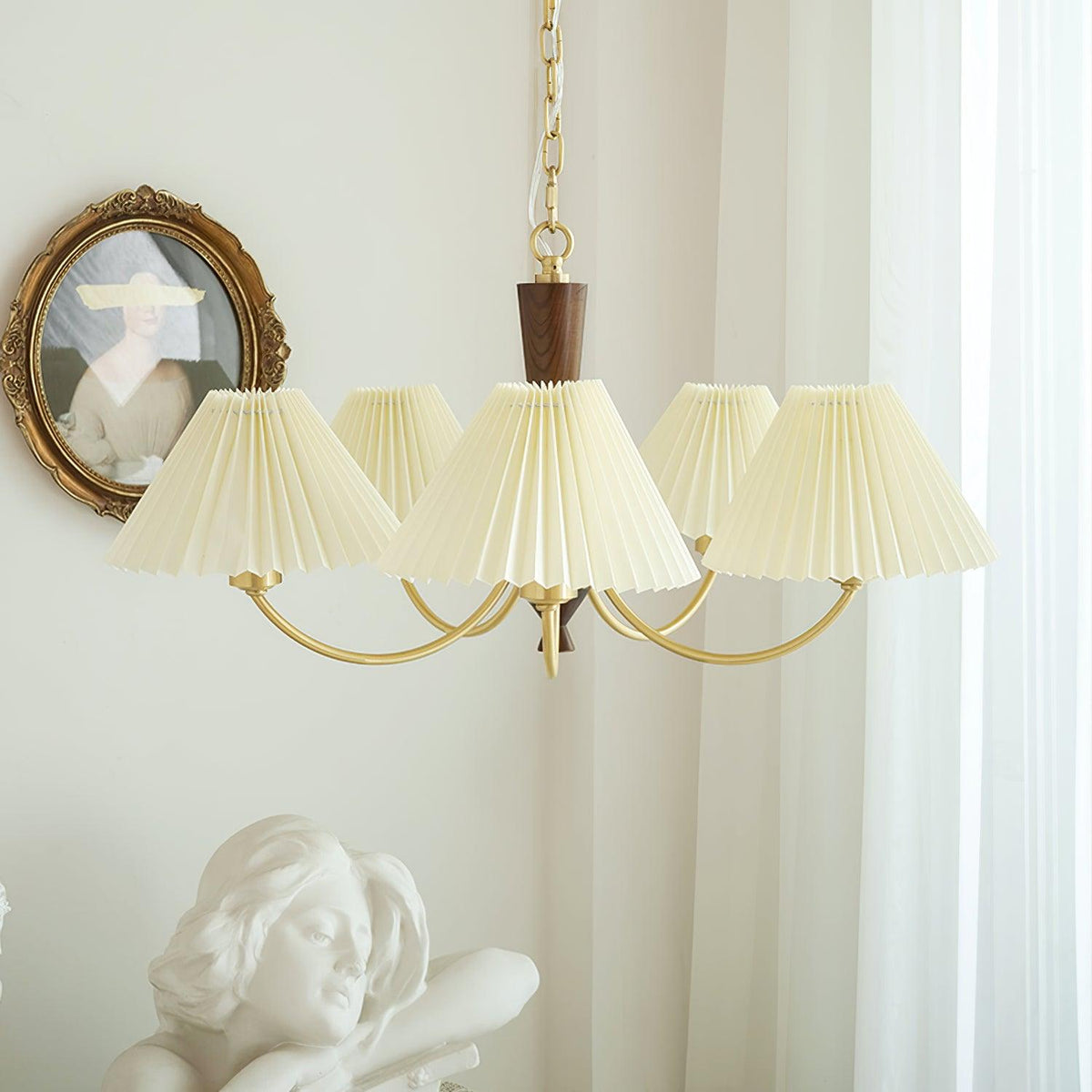 Lustre Primevère en noyer et laiton – vue 20