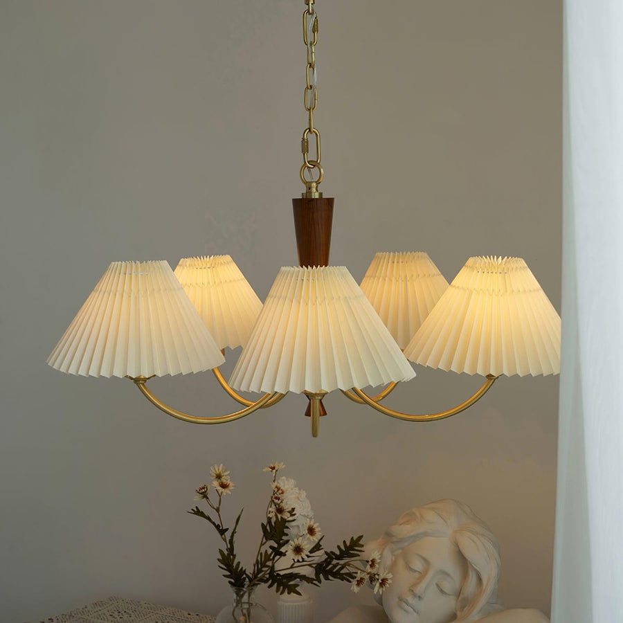 Lustre Primevère en noyer et laiton – vue 2