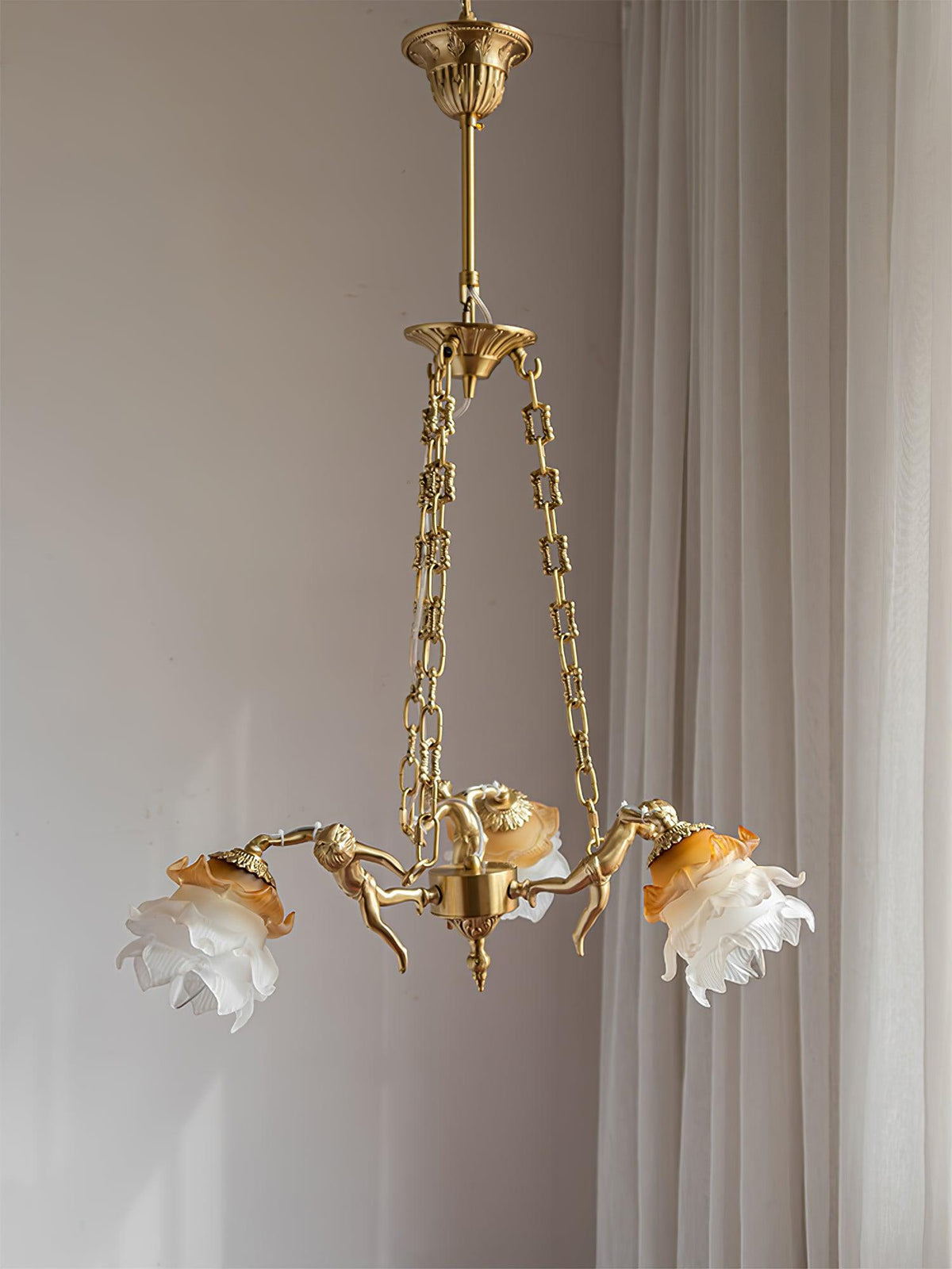 Lustre Dinard en laiton et verre – vue 2