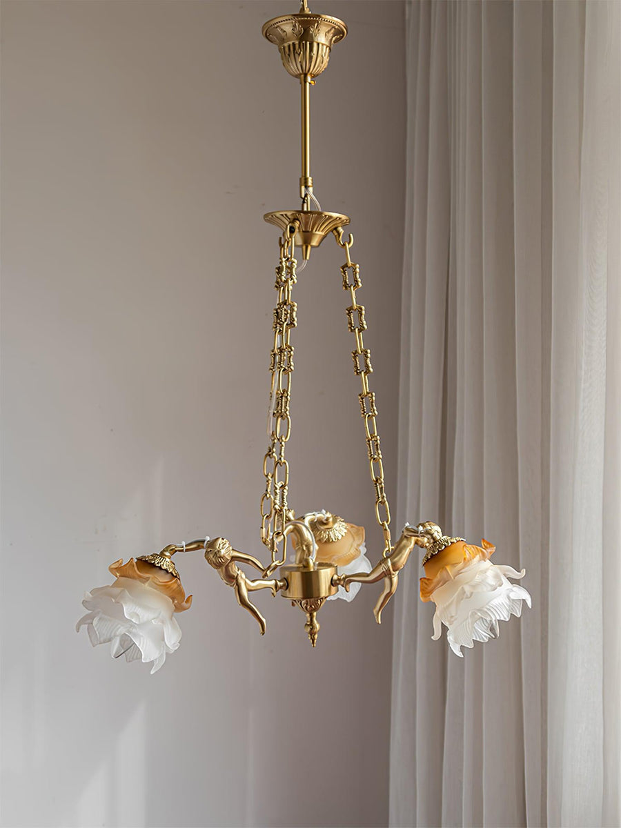 Lustre Dinard en laiton et verre – vue 2