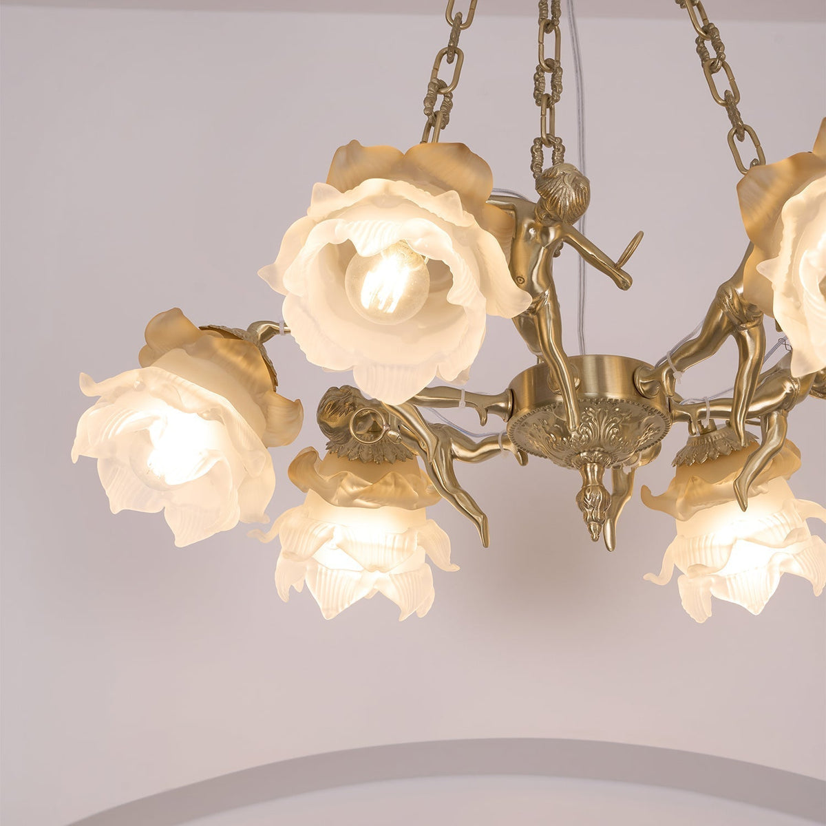 Lustre Dinard en laiton et verre – vue 26