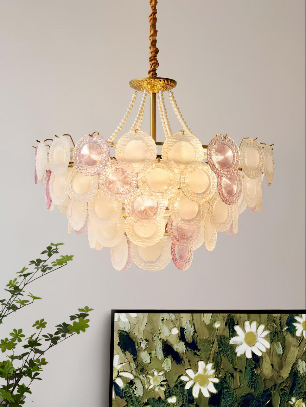 Lustre Framboise en verre et métal – vue 3
