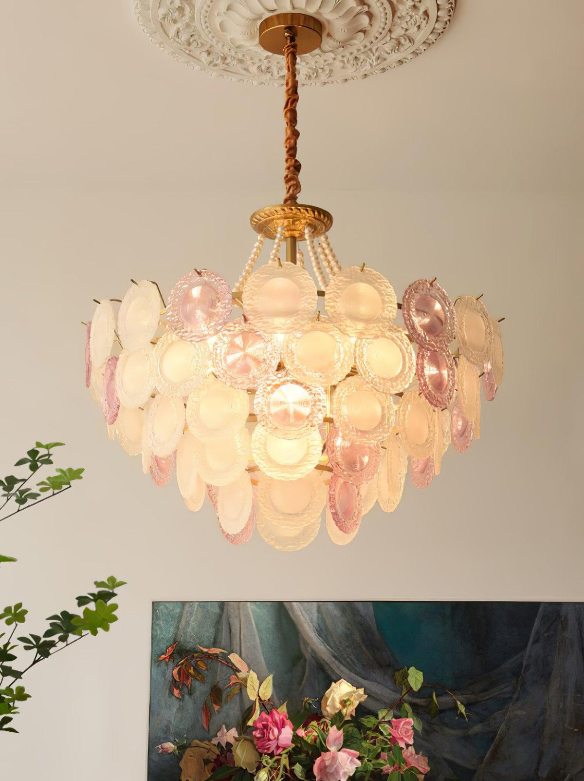 Lustre Framboise en verre et métal – vue 6