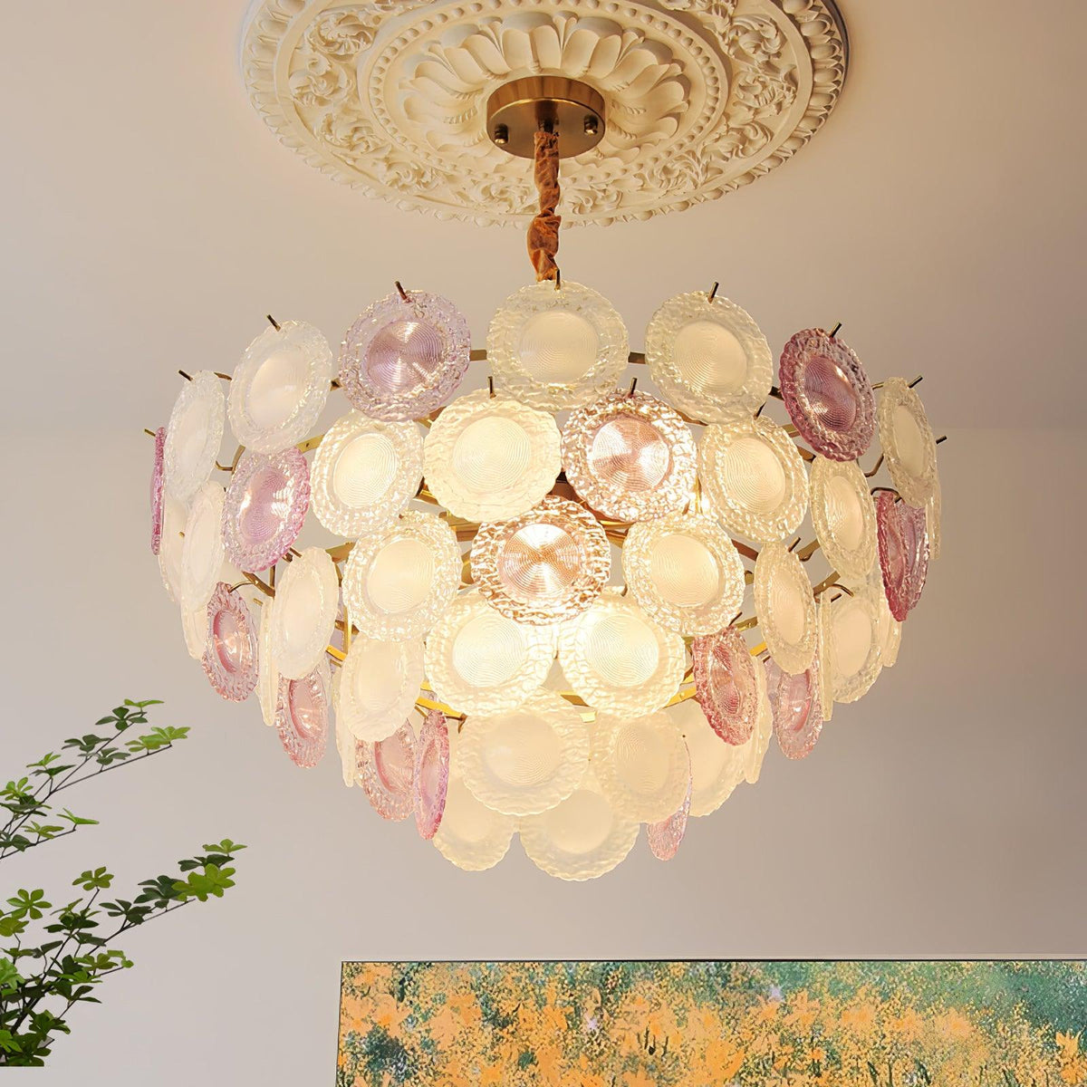 Lustre Framboise en verre et métal – vue 37