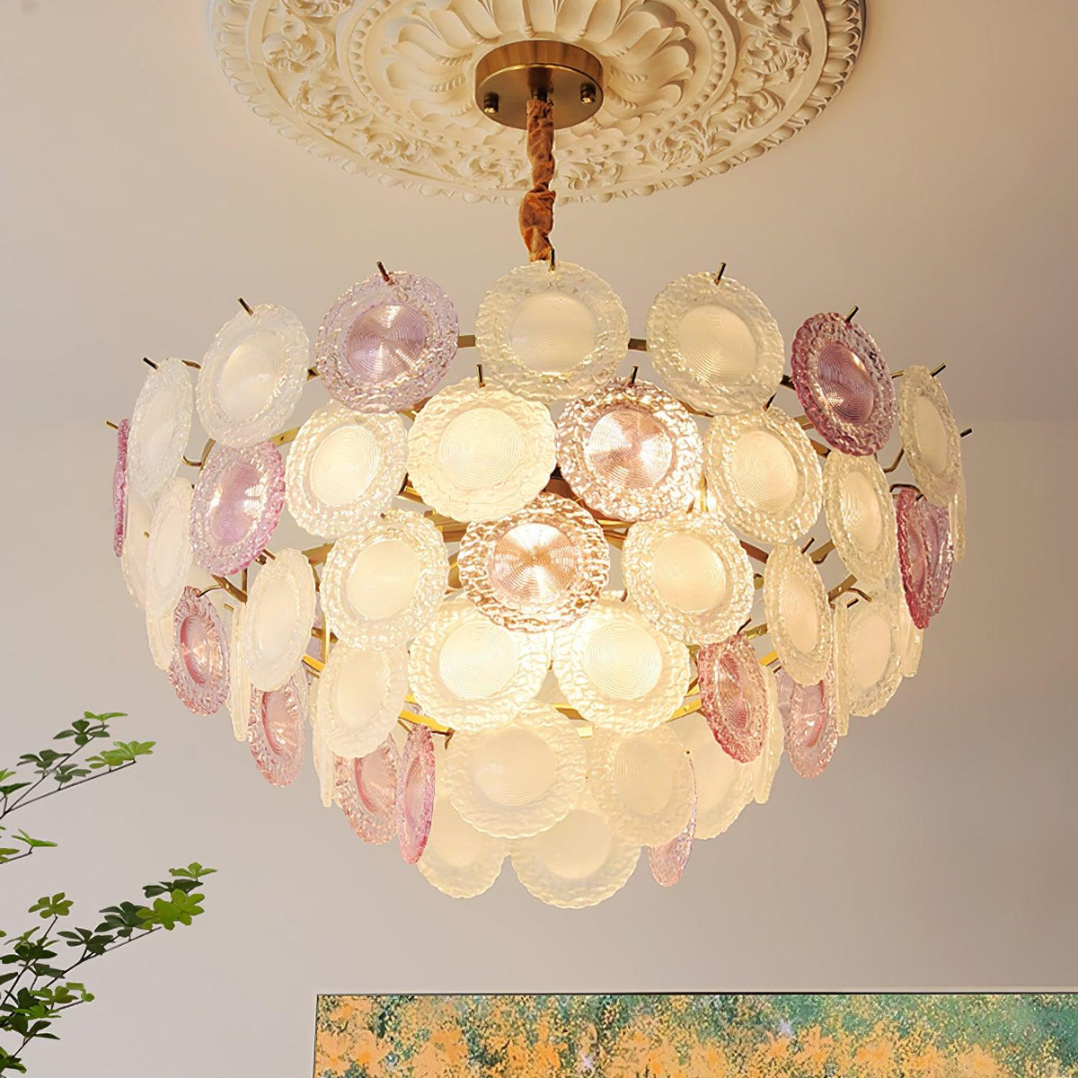 Lustre Framboise en verre et métal – vue 21