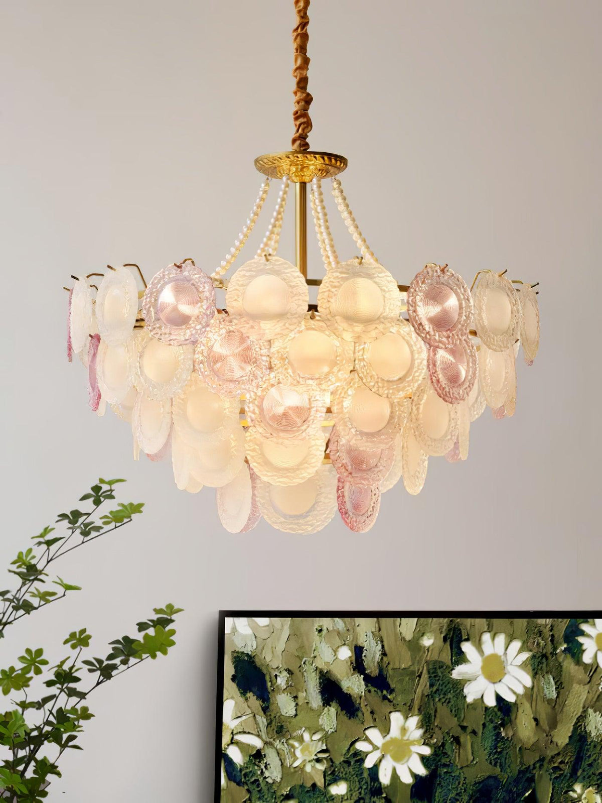Lustre Framboise en verre et métal – vue 46