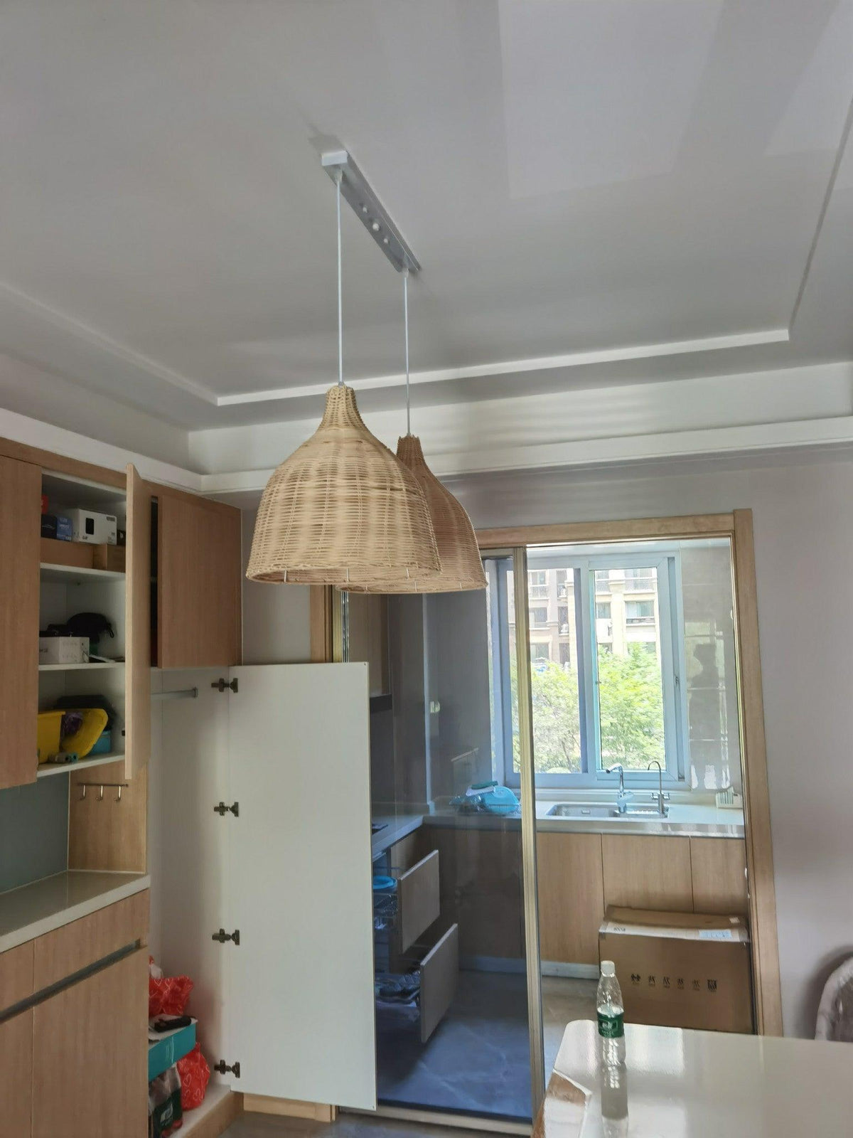 Suspension Pornic en rotin et métal – vue 7